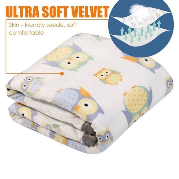Coosey home Owl Baby Fleece Blanket with Sherpa Backing Unisex Baby 30" X 40" - Picture 2 of 5